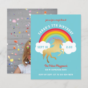 Genderneutrale Unicorn Rainbow Birthday Party Kaart