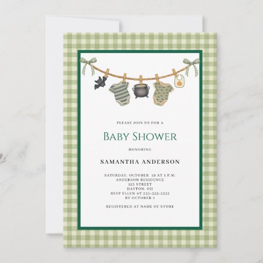 Genderneutrale waslijn Halloween Baby shower Kaart (Voorkant)