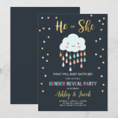 Genderonthulling Uitnodiging Cloud Rain Drops Kleu (Voorkant / Achterkant)