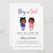 Genderonthulling Uitnodiging Cool Black Baby's (Voorkant / Achterkant)