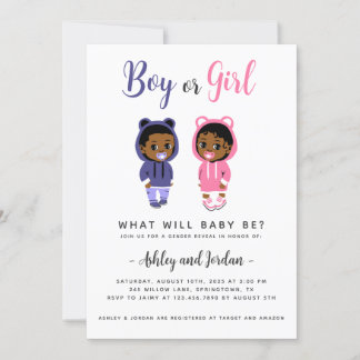 Genderonthulling Uitnodiging Cool Black Baby's