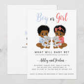 Genderonthulling Uitnodiging Zwarte Baby's Met Ber (Voorkant / Achterkant)