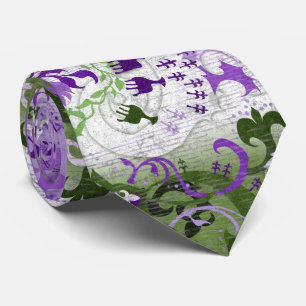 Genderqueer Dragon Damask - Genderqueer Pride Flag Stropdas
