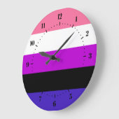 Genderqueer Fierté drapeau Grand Horloge (Angle)