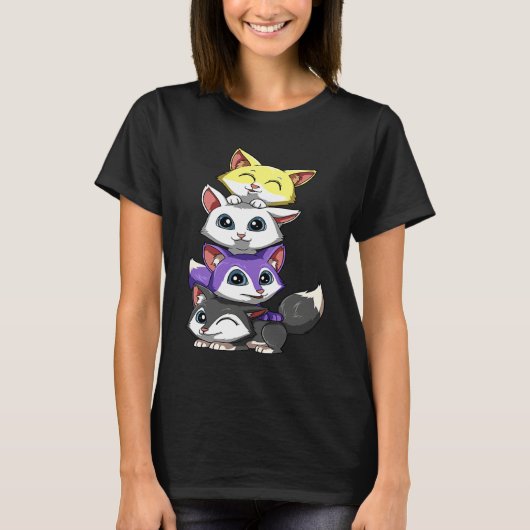 Genderqueer Nonbinary Pride LGBTQ Foxes T-shirt (Voorkant)