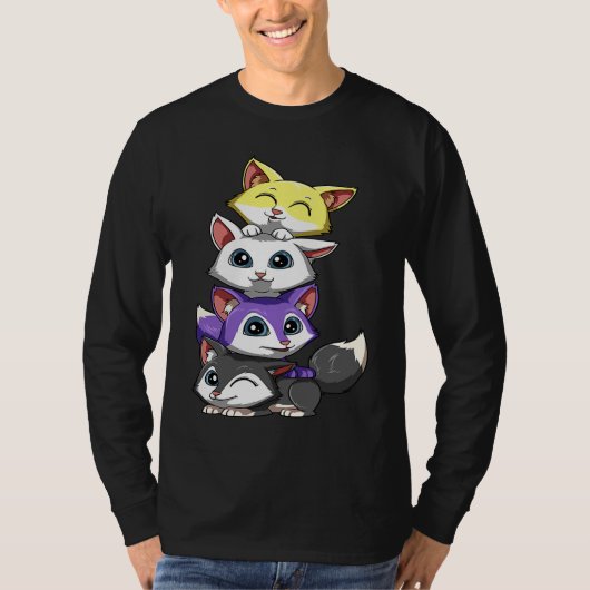 Genderqueer Nonbinary Pride LGBTQ Foxes T-shirt (Voorkant)