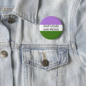 Genderqueer OUT LOUD EN PROUD Button (In situ)