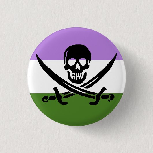 Genderqueer Pirate Pride Flag Button (Voorkant)
