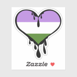 Genderqueer Pride Dripping Heart Sticker