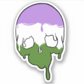 Genderqueer Pride Dripping Skull Sticker (Voorkant)