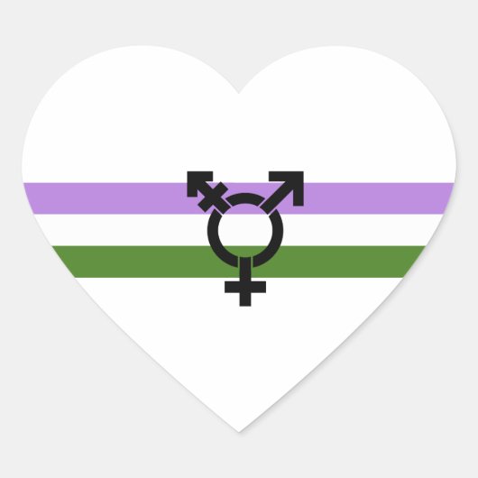 Genderqueer Pride Flag Hart Sticker (Voorkant)