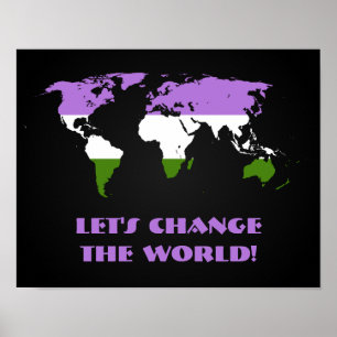 Genderqueer Pride flag pride wereldkaart poster