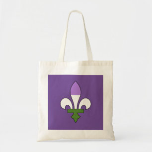 Genderqueer pride fleur-de-lis tote bag