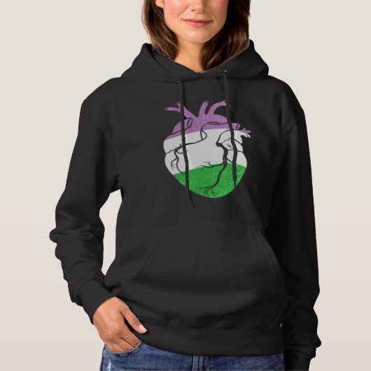 Genderqueer Pride Heart Flag Hoodie (Voorkant)