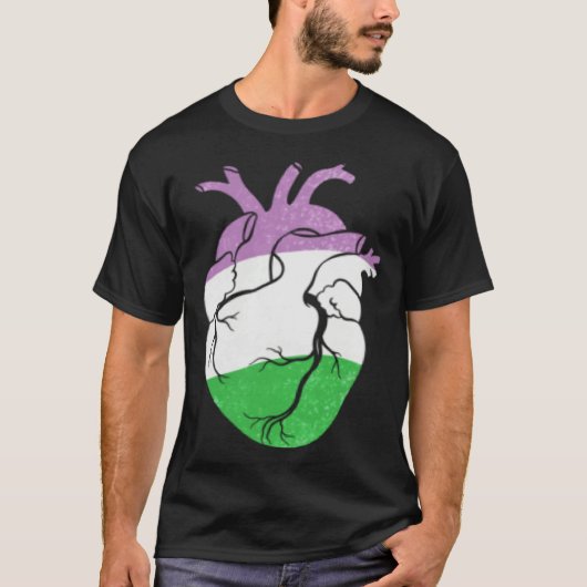 Genderqueer Pride Heart Flag T-shirt (Voorkant)