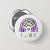 Genderqueer Pride Love wint LGBT Rainbow Button (Voorkant /achterkant)