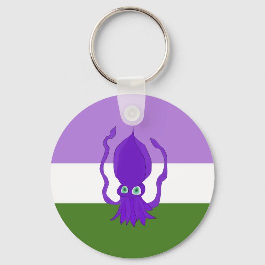 Genderqueer Pride Squid Sleutelhanger (Voorkant)