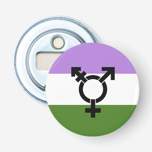 Genderqueer Pride Vlag Button Flesopener (Voorkant)