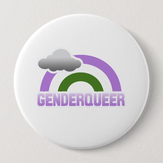 GENDERQUEER RAINBOW RONDE BUTTON 4,0 CM (Voorkant)