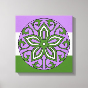 Genderqueer Vlag Kleuren Floral Mandala LGBT Canvas Afdruk