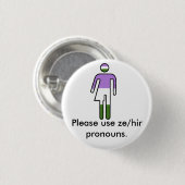 Genderqueer Ze/Hir Pronoun Button (Voorkant /achterkant)