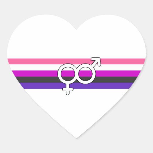 Gendervloeide Pride Flag Hart Sticker (Voorkant)