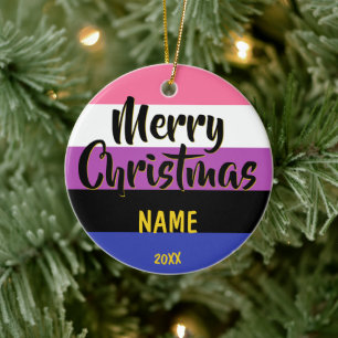 Gendervloeide Pride Flag Persoonlijk Kerstfeest Keramisch Ornament