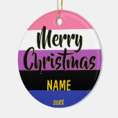 Gendervloeide Pride Flag Persoonlijk Kerstfeest Keramisch Ornament (Links)