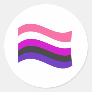 Gendervloeide Pride Wavy Flag Ronde Sticker