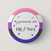 Gendervloeien Hij/Zij Pronoun Pin Ronde Button 5,7 Cm (Voorkant)