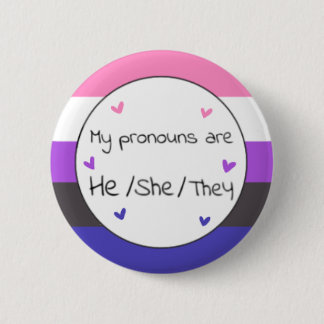 Gendervloeien Hij/Zij Pronoun Pin Ronde Button 5,7 Cm