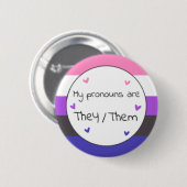 Gendervloeien Ze/Them Pronoun Pin Ronde Button 5,7 Cm (Voorkant /achterkant)
