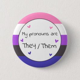 Gendervloeien Ze/Them Pronoun Pin Ronde Button 5,7 Cm