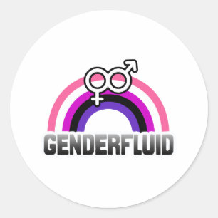 Gendervloeiend gendersymbool ronde sticker