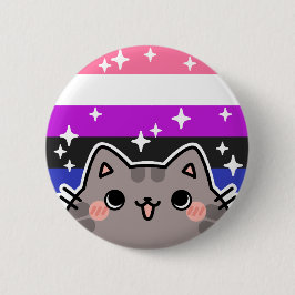 Gendervloeistof LGBT Pride Flag Cat Button