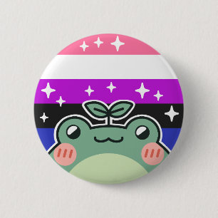 Gendervloeistof LGBT Pride Flag Kikker Ronde Button 5,7 Cm