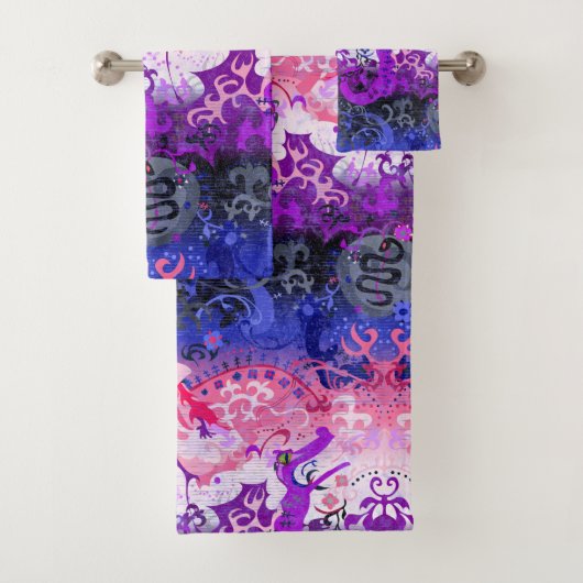 Gendervloeistofdragon Damask - Gendervloeide Pride Bad Handdoek (Insitu)