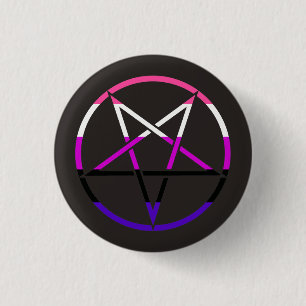 Gendervloeivlag pentagram ronde button 3,2 cm