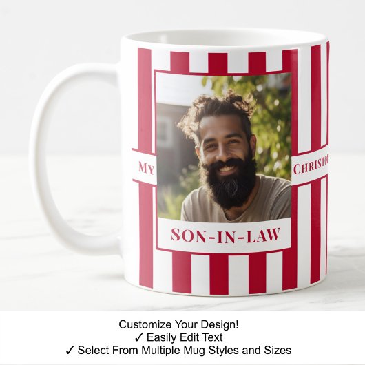 Gendre, Nom, Message, Photo, Mug Stripe C81