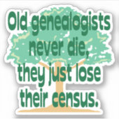 Genealogen verliezen hun census vinyl sticker (Voorkant)