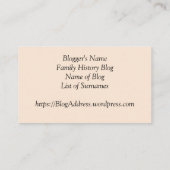 Genealogie Blogger Card Visitekaartje (Achterkant)