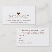 Genealogie-onderzoeker,  visitekaartje (Voorkant / Achterkant)