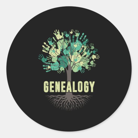Genealogie Tree Hand Family Tree Historian Gift Ronde Sticker (Voorkant)