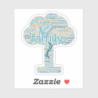 Genealogie Word Tree Custom-Cut Vinyl Sticker Blau
