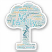 Genealogie Word Tree Custom-Cut Vinyl Sticker Blau (Voorkant)