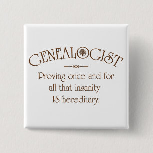 GENEALOGIST... VIERKANTE BUTTON 5,1 CM