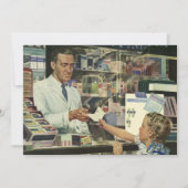 geneeskunde, apotheker en meisje op farmacie kaart (Voorkant)