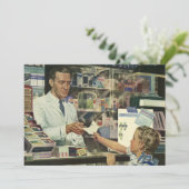 geneeskunde, apotheker en meisje op farmacie kaart (Staand voorkant)