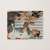  geneesmiddel, arts met patiënte legpuzzel (Horizontaal)