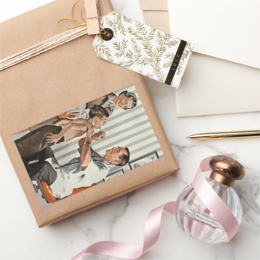 geneesmiddel, arts met patiënte rechthoekige sticker (Geschenken)